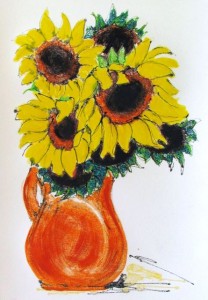 Sunflowers in Orange Pitcher, Jill Kantor